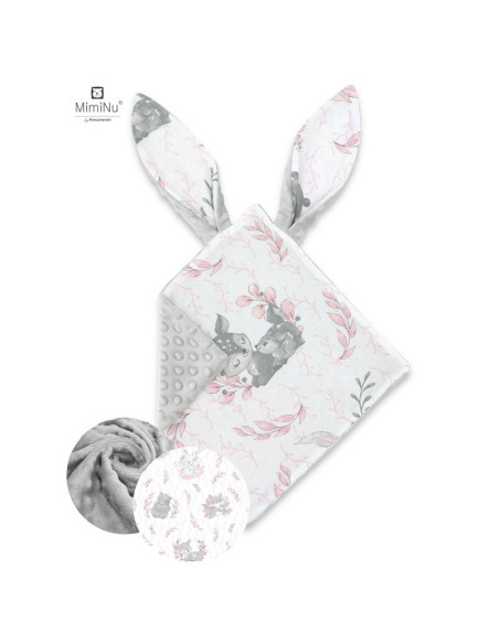 BN-6426972020220,MimiNu - Jucarie textila senzoriala, Moale, Cu doua fete, 30 x 30 cm, Din tesatura minky si bumbac, Materiale c