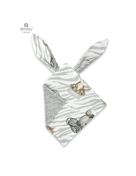 BN-6426972020275,MimiNu - Jucarie textila senzoriala, Moale, Cu doua fete, 30 x 30 cm, Din tesatura minky si bumbac, Materiale c