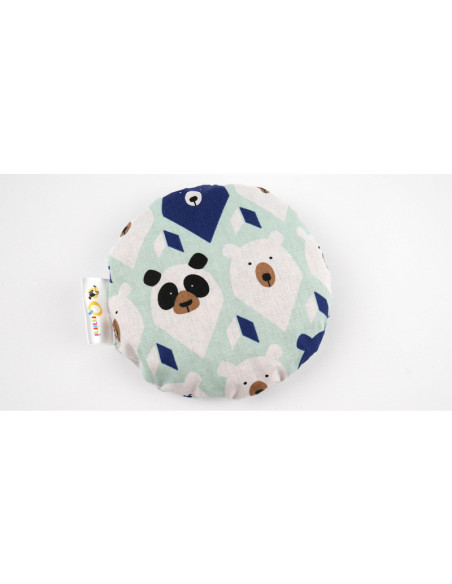 BN-BOC0181,Qmini - Pernuta anticolici umpluta cu samburi de cirese, Cu husa din bumbac, Diametru 14 cm, Teddy Bear