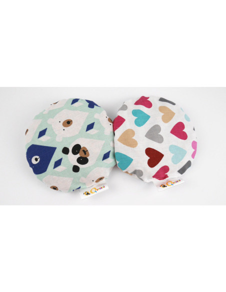 BN-BOC0181,Qmini - Pernuta anticolici umpluta cu samburi de cirese, Cu husa din bumbac, Diametru 14 cm, Teddy Bear