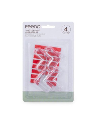 BN-241203,Feedo - Set protectii pentru colturi ascutite, Usor de instalat, 4 x 4 x 1.5 cm, 4 bucati, Transparent