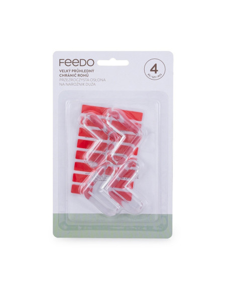 BN-241203,Feedo - Set protectii pentru colturi ascutite, Usor de instalat, 4 x 4 x 1.5 cm, 4 bucati, Transparent