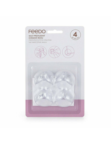 BN-242203,Feedo - Set protectii pentru colturi ascutite, Usor de instalat, 3.6 x 3.6 x 2.7 cm, 4 bucati, Transparent
