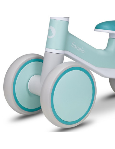 BN-LOE-VILLY_ GREEN_TURCOISE,Lionelo - Bicicleta fara pedale Villy, Cu 4 roti, Din spuma EVA si TPR, Stabila, Manere moi, antide