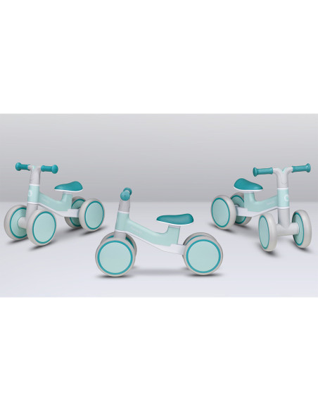 BN-LOE-VILLY_ GREEN_TURCOISE,Lionelo - Bicicleta fara pedale Villy, Cu 4 roti, Din spuma EVA si TPR, Stabila, Manere moi, antide