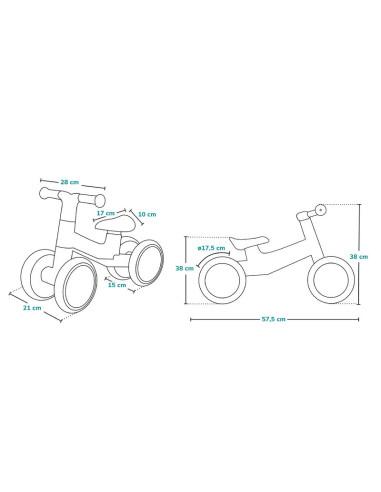 BN-LOE-VILLY_ GREEN_TURCOISE,Lionelo - Bicicleta fara pedale Villy, Cu 4 roti, Din spuma EVA si TPR, Stabila, Manere moi, antide