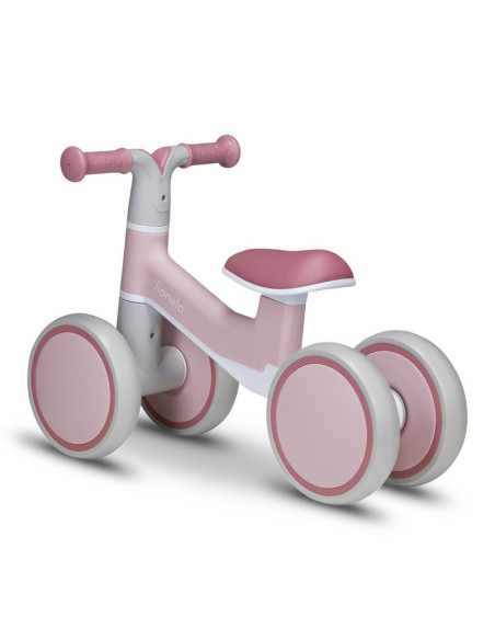 BN-LOE-VILLY_ PINK_ROSE,Lionelo - Bicicleta fara pedale Villy, Cu 4 roti, Din spuma EVA si TPR, Stabila, Manere moi, antiderapan
