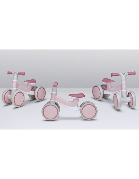 BN-LOE-VILLY_ PINK_ROSE,Lionelo - Bicicleta fara pedale Villy, Cu 4 roti, Din spuma EVA si TPR, Stabila, Manere moi, antiderapan