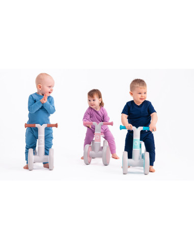 BN-LOE-VILLY_ PINK_ROSE,Lionelo - Bicicleta fara pedale Villy, Cu 4 roti, Din spuma EVA si TPR, Stabila, Manere moi, antiderapan