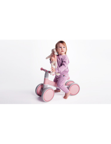 BN-LOE-VILLY_ PINK_ROSE,Lionelo - Bicicleta fara pedale Villy, Cu 4 roti, Din spuma EVA si TPR, Stabila, Manere moi, antiderapan