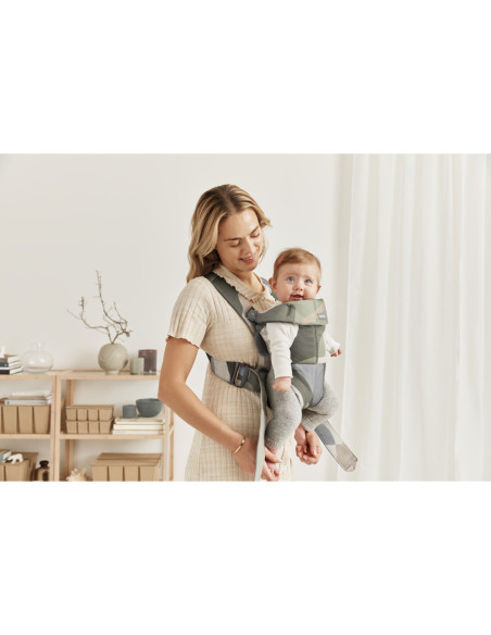 BS-021039E1,BabyBjorn - Marsupiu anatomic cu multiple pozitii de purtare Mini Khaki/Green Bumbac