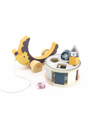 NC44025,Jucarie de tras roata sortator forme geometrice Arici PolarB NC44025,Jucarie de tras roata sortator forme geometrice Arici PolarB