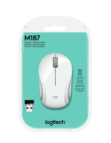 MOUSE LOGITECH, "M187" notebook, PC, wireless, optic, Wireless, 1000 dpi, 3 1, alb, "910-002735", (include TV 0.15 lei)