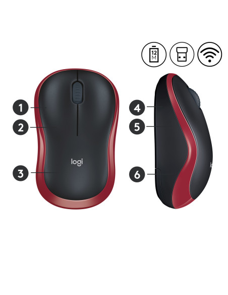 Mouse Logitech M185, USB, Rosu