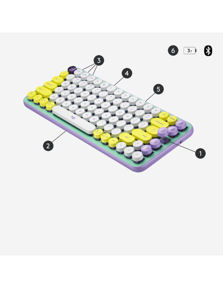 LOGITECH POP Keys Wireless Mechanical Keyboard With Emoji Keys - DAYDREAM_MINT - US INTL - BT - INTNL - BOLT, "920-010736" (incl