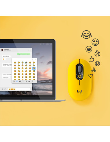 LOGITECH POP Mouse with emoji - BLAST_YELLOW - 2.4GHZ BT - EMEA - CLOSE BOX, "910-006546"