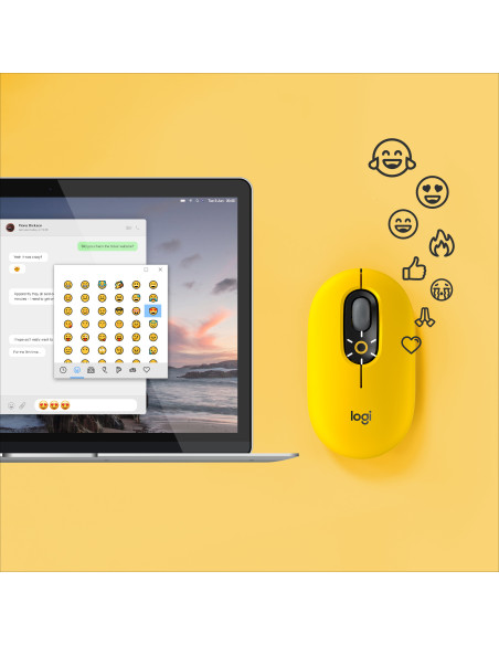 LOGITECH POP Mouse with emoji - BLAST_YELLOW - 2.4GHZ BT - EMEA - CLOSE BOX, "910-006546"