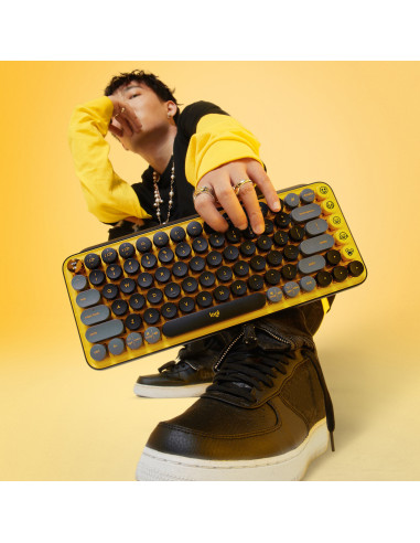 LOGITECH POP Keys Wireless Mechanical Keyboard With Emoji Keys - BLAST_YELLOW - US INTL - BT - INTNL - BOLT, "920-010735" (inclu