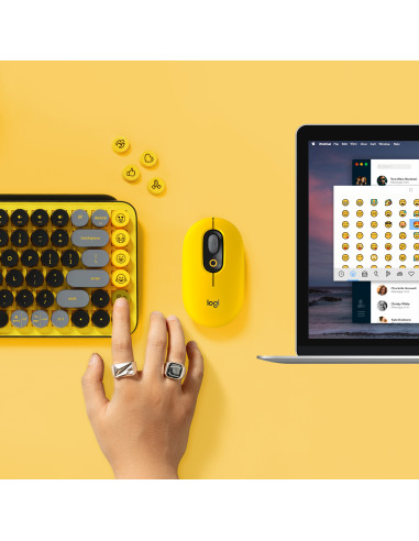 LOGITECH POP Keys Wireless Mechanical Keyboard With Emoji Keys - BLAST_YELLOW - US INTL - BT - INTNL - BOLT, "920-010735" (inclu