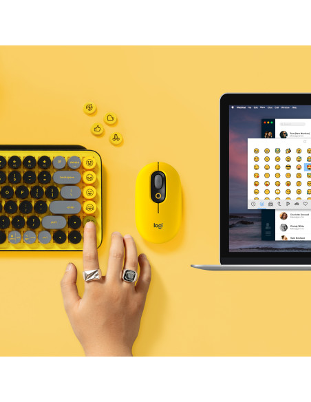 LOGITECH POP Keys Wireless Mechanical Keyboard With Emoji Keys - BLAST_YELLOW - US INTL - BT - INTNL - BOLT, "920-010735" (inclu