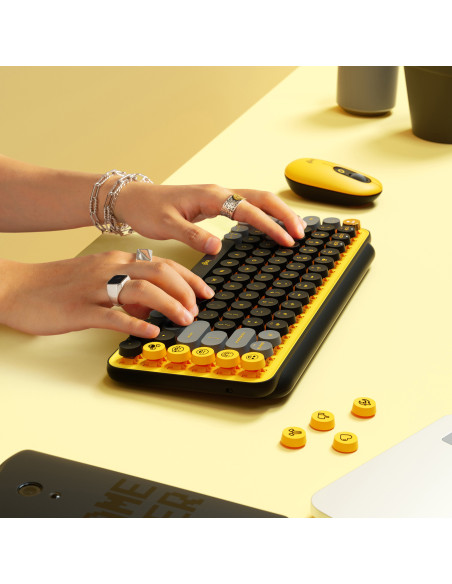 LOGITECH POP Keys Wireless Mechanical Keyboard With Emoji Keys - BLAST_YELLOW - US INTL - BT - INTNL - BOLT, "920-010735" (inclu