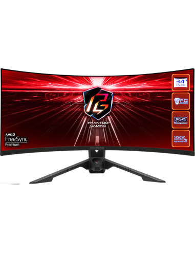 PG34WQ15R3A,Monitor LED ASRock Gaming PG34WQ15R3A Curbat 34 inch UWQHD VA 1 ms 165 Hz HDR FreeSync Premium