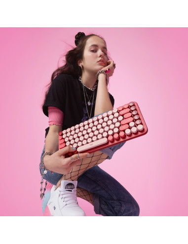 LOGITECH POP Keys Wireless Mechanical Keyboard With Emoji Keys - HEARTBREAKER_ROSE - US INTL - BT - INTNL - BOLT, "920-010737"