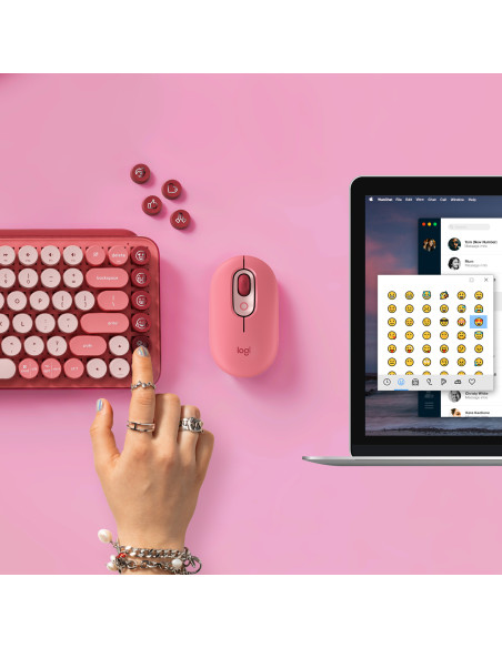 LOGITECH POP Keys Wireless Mechanical Keyboard With Emoji Keys - HEARTBREAKER_ROSE - US INTL - BT - INTNL - BOLT, "920-010737"