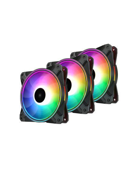 DP-F12-AR-CF120P-3P,VENTILATOR DeepCool "CF120 PLUS" PC 120x120x25 mm, 1800 rpm, RGB, 3 pin, Hydro Bearing, set 3 buc negru, "DP