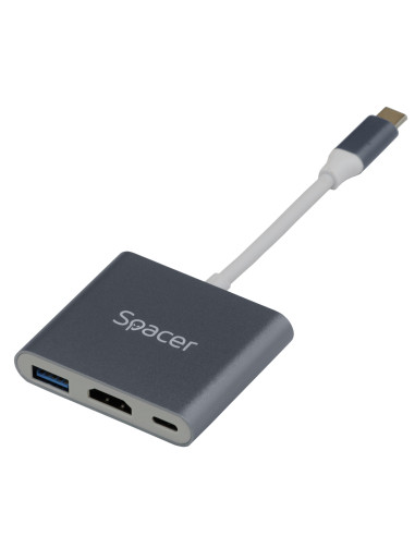 SPDS-TypeC-HUP-3in1,Docking Station Spacer universal 3 in 1, conectare Type-C USB 3.1, USB 3.0 x 1, porturi video HDMI x 1, supo