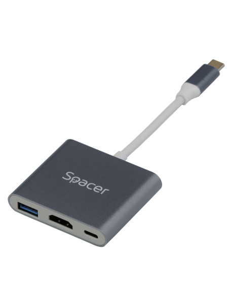 SPDS-TypeC-HUP-3in1,Docking Station Spacer universal 3 in 1, conectare Type-C USB 3.1, USB 3.0 x 1, porturi video HDMI x 1, supo