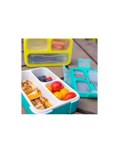 BN-BBL-B0123-L,Cutie pentru pranz, Bento, Cu furculita, Cu trei compartimente, BPA Free, Bbluv, Lime