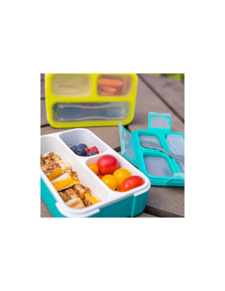BN-BBL-B0123-L,Cutie pentru pranz, Bento, Cu furculita, Cu trei compartimente, BPA Free, Bbluv, Lime