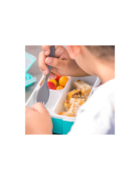 BN-BBL-B0123-L,Cutie pentru pranz, Bento, Cu furculita, Cu trei compartimente, BPA Free, Bbluv, Lime