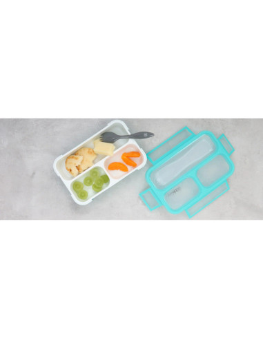 BN-BBL-B0123-L,Cutie pentru pranz, Bento, Cu furculita, Cu trei compartimente, BPA Free, Bbluv, Lime