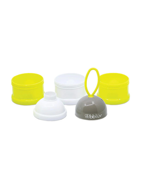 BN-BBL-B0115-L,Recipient pentru lapte praf sau gustari, Dose, Cu trei compartimente, BPA Free, Bbluv, Lime