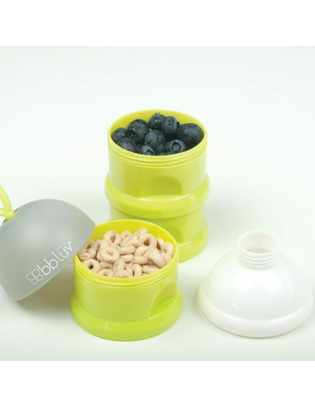 BN-BBL-B0115-L,Recipient pentru lapte praf sau gustari, Dose, Cu trei compartimente, BPA Free, Bbluv, Lime
