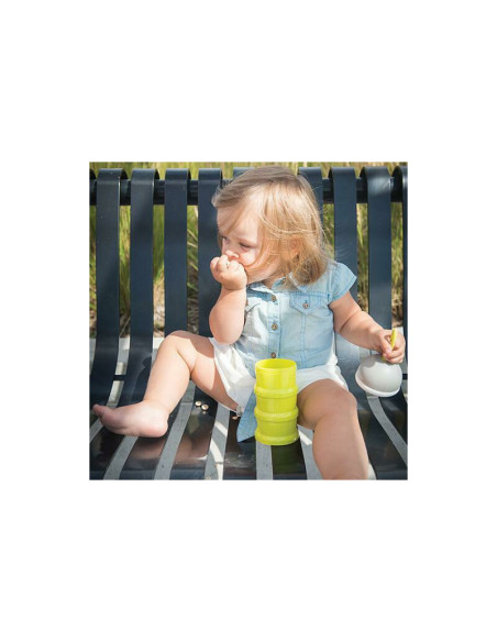 BN-BBL-B0115-L,Recipient pentru lapte praf sau gustari, Dose, Cu trei compartimente, BPA Free, Bbluv, Lime