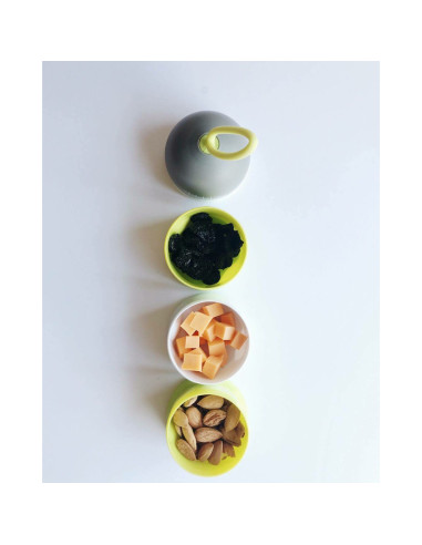 BN-BBL-B0115-L,Recipient pentru lapte praf sau gustari, Dose, Cu trei compartimente, BPA Free, Bbluv, Lime