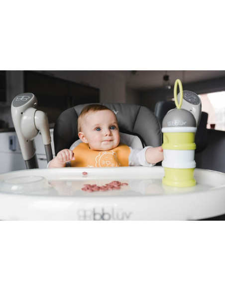 BN-BBL-B0115-L,Recipient pentru lapte praf sau gustari, Dose, Cu trei compartimente, BPA Free, Bbluv, Lime