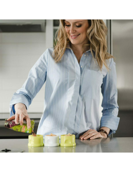 BN-BBL-B0115-L,Recipient pentru lapte praf sau gustari, Dose, Cu trei compartimente, BPA Free, Bbluv, Lime