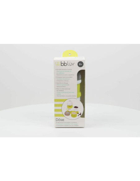 BN-BBL-B0115-L,Recipient pentru lapte praf sau gustari, Dose, Cu trei compartimente, BPA Free, Bbluv, Lime
