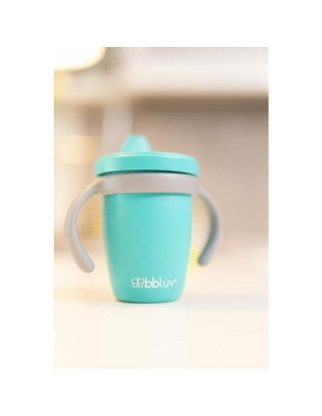 BN-BBL-B0174-A,Canuta 4 in 1 cu pai, manere si capac, Kup, Silicon, Fara BPA, 240 ml, Bbluv, Aqua