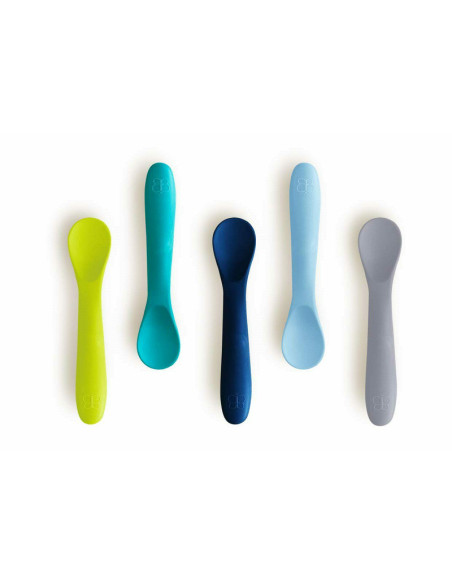 BN-BBL-B0190-B,Set 5 lingurite, Spoon, Silicon, Textura moale, Anti-bacteriene si non-alergice, Fara BPA, Bbluv, Blue