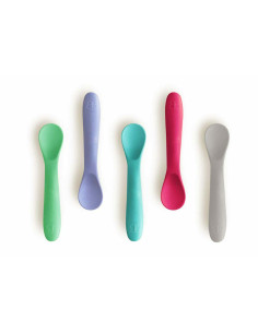 BN-BBL-B0190-P,Set 5 lingurite, Spoon, Silicon, Textura moale, Anti-bacteriene si non-alergice, Fara BPA, Bbluv, Pink