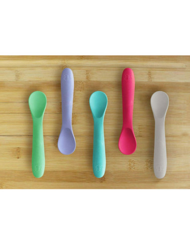 BN-BBL-B0190-P,Set 5 lingurite, Spoon, Silicon, Textura moale, Anti-bacteriene si non-alergice, Fara BPA, Bbluv, Pink