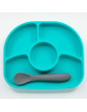 BN-BBL-B0153-A,Set de masa, Yumi, Farfurie compartimentata si lingurita, Cu 4 compartimente, Fara BPA, Bbluv, Aqua