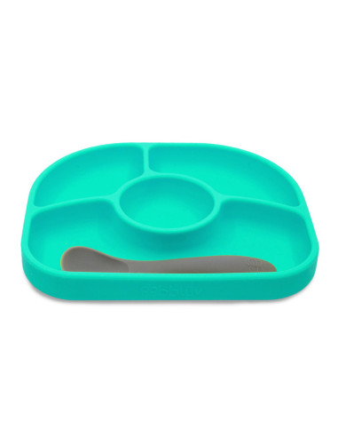 BN-BBL-B0153-A,Set de masa, Yumi, Farfurie compartimentata si lingurita, Cu 4 compartimente, Fara BPA, Bbluv, Aqua