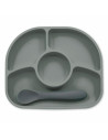 BN-BBL-B0153-G,Set de masa, Yumi, Farfurie compartimentata si lingurita, Cu 4 compartimente, Fara BPA, Bbluv, Grey