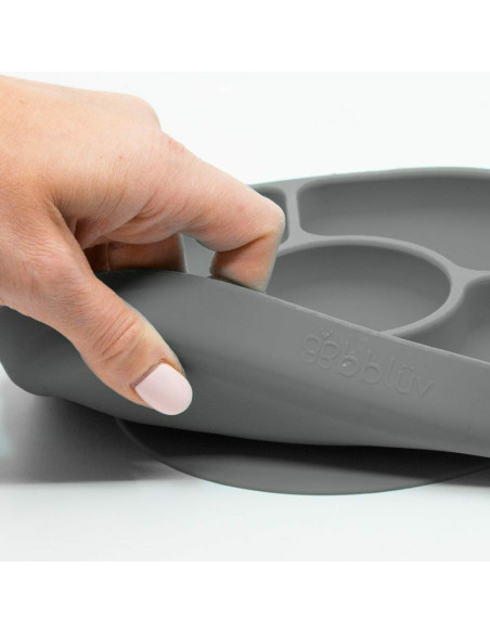 BN-BBL-B0153-G,Set de masa, Yumi, Farfurie compartimentata si lingurita, Cu 4 compartimente, Fara BPA, Bbluv, Grey